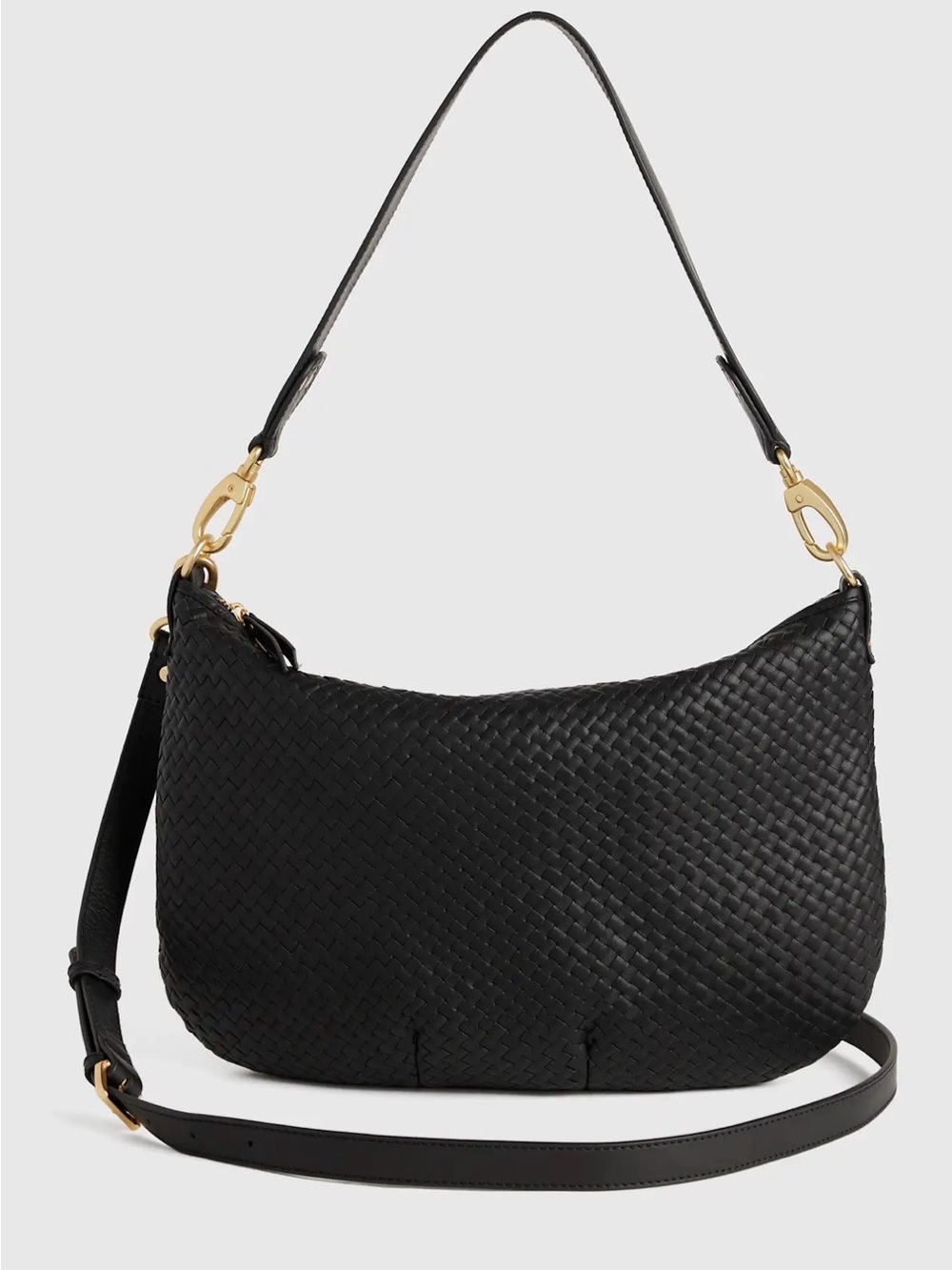 Quince Italian Leather Convertible Crescent Handwoven Shoulder Bag - Picture 2 of 7